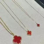 VCA 梵克雅* Alhambra 四葉草 貝母 瑪瑙 孔雀石 雷射 項鍊掛飾 V金