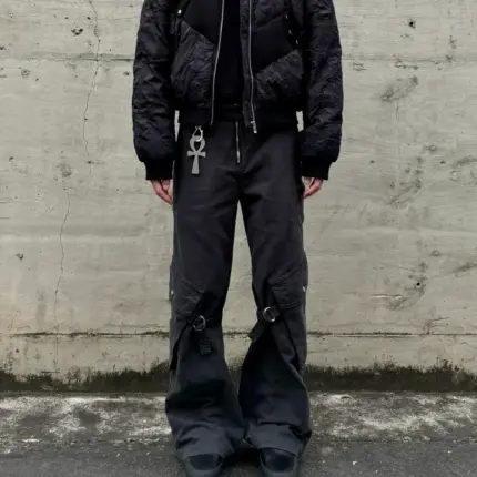 【現貨】Acne Studios 24ss 復古水洗做舊綁帶多口袋 寬鬆直筒工裝褲長褲