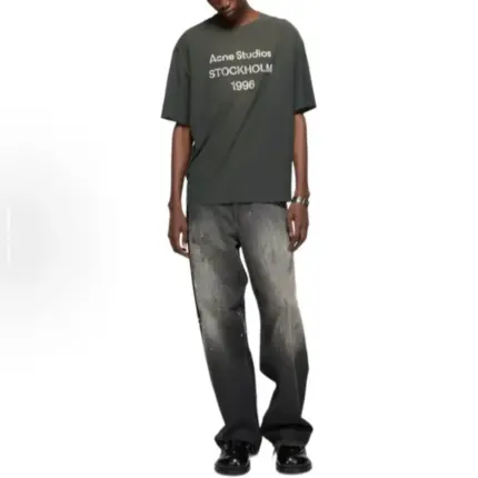 【預售】Acne Studios 25SS 水洗做舊經典logo 素面簡約 圓領純棉短袖T恤 褪色黑