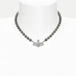 【現貨】Viv1enne Westwood mini bas relief choker 帶鑽星球浮雕 珍珠項鍊頸鍊 槍灰色