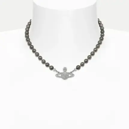 【現貨】Viv1enne Westwood mini bas relief choker 帶鑽星球浮雕 珍珠項鍊頸鍊 槍灰色