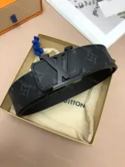 1V 21FW 經典老花  滿版Logo 黑色全黑黑魂 牛皮真皮皮帶 腰帶 M0449U