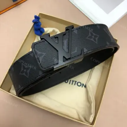 1V 21FW 經典老花  滿版Logo 黑色全黑黑魂 牛皮真皮皮帶 腰帶 M0449U