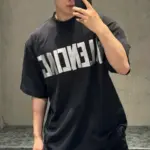 【現貨】巴黎 BLC 24SS 秀款 膠帶 繃帶logo 水洗做舊 破壞 短袖T恤 黑色