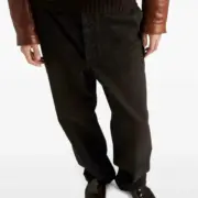 【預售】PRA 24FW 素色簡約 三角標小logo 水洗黑棕色 牛仔褲工裝褲長褲 絲光長絨棉