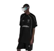 【現貨】巴黎 BLC 25SS x Lamborghini 聯名 車標刺繡logo 短袖T恤足球衣 黑色