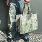 【現貨】【福利回饋】Acne Studios 25SS 蕾絲珍珠鍊條3D印花 托特包手提包單肩包