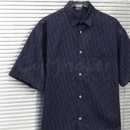 D1OR 22FW Oblique Kasuri 全棉牛仔布 滿版老花 經典短袖襯衫 外套 CD