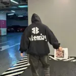 【現貨】巴黎 BLC 24FW 秀款 膠帶 繃帶logo 水洗做舊 帽T連帽衛衣帽衫 黑色