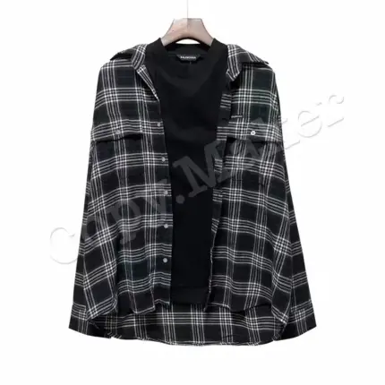 巴黎 BLC 22SS 假兩件 格紋 格子 襯衫 夾克 kanyewest同款