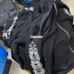 【現貨】Chrome Hearts 經典款 馬蹄梵文字母 拉鍊衛衣夾克連帽外套 黑色