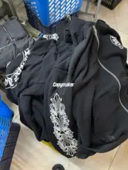 【現貨】Chrome Hearts 經典款 馬蹄梵文字母 拉鍊衛衣夾克連帽外套 黑色