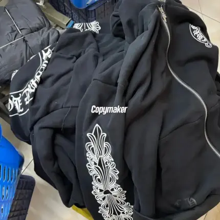 【現貨】Chrome Hearts 經典款 馬蹄梵文字母 拉鍊衛衣夾克連帽外套 黑色