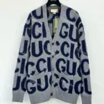 GUC 23FW 經典大字母嵌花 純羊毛 針織衫毛衣外套開衫