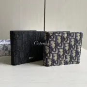 【預售】D1OR 經典款 老花 頭層牛皮 八卡皮夾錢包短夾 二色