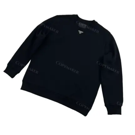 PRA 23FW 素色簡約 三角標小logo 鐵牌 大學T圓領衛衣長袖