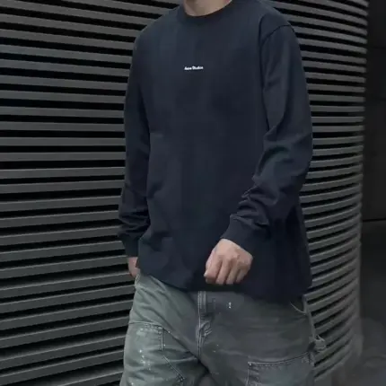 【現貨】Acne Studios 22FW 經典小logo 印花字母 素色簡約 圓領純棉長袖T恤