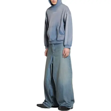 巴黎 BLC 23FW 經典logo 水洗做舊褪色 漸變漸層霧霾藍 帽T連帽衛衣帽衫