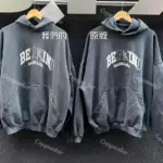 巴黎 BLC 23FW Be kind 補丁刺繡做舊破壞 logo字母 帽T連帽衛衣 水洗藍黑 柏林限定