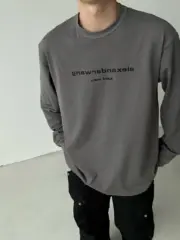 Alexander Wang 24FW 發泡閃粉印花 簡約圓領長袖T恤 水洗花崗岩色