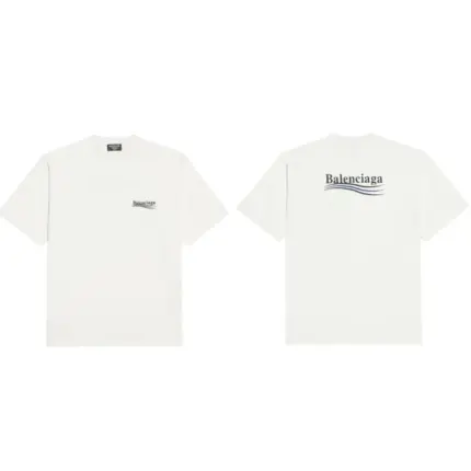 巴黎 BLC 22SS Political Campaign 可樂刺繡 波浪 短袖T恤 石灰白