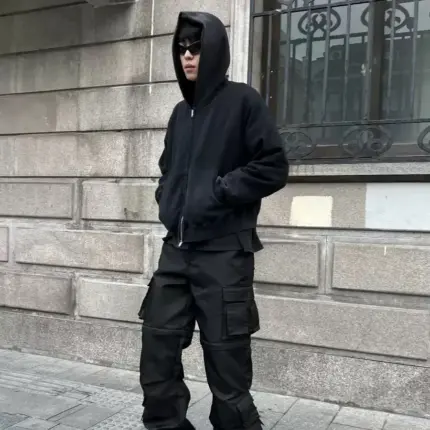 FARFROMWHAT 23SS 素色水洗做舊 連帽外套連帽衛衣夾克 Far Archive