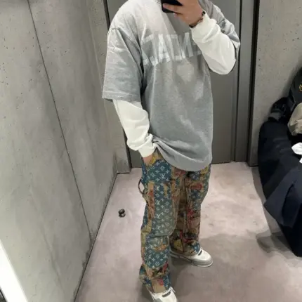 【現貨】巴黎 BLC 25SS 秀款 膠帶 繃帶logo 水洗做舊 破壞 短袖T恤 灰色