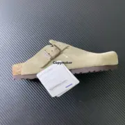 【預售】Birkenstock Boston 麂皮反毛皮 包頭鞋穆勒鞋懶人鞋休閒鞋拖鞋半拖 勃肯 灰褐色