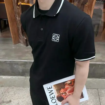 【現貨】LOWE 24SS Anagram Patch 幾何刺繡logo Polo衫短袖T恤 黑色
