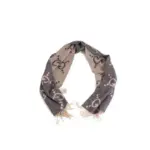 GUC 雙面字母 雙G緹花 流蘇 真絲羊毛 圍巾 披肩