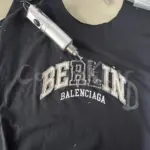 巴黎 BLC 23SS Be kind 補丁刺繡做舊破壞 logo字母 水洗 短袖T恤 水洗藍黑