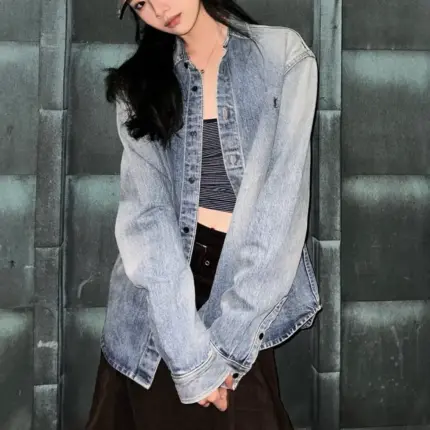 SAINT LAURENT 23FW 聖羅蘭 YSL 刺繡小logo 牛仔襯衫 夾克外套