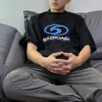 巴黎 BLC 24SS 衝浪 雙面logo 開裂印花爆裂紋 小破壞 短袖T恤