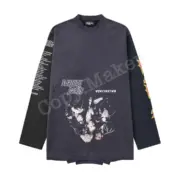 巴黎 BLC 22SS 速度獵人 顛倒印花 雙領口 logo 破壞 刀割 拼接 長袖 T恤