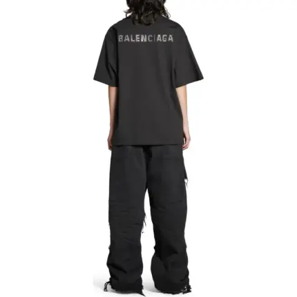 巴黎 BLC 23SS 水鑽燙鑽字母logo 小破壞 簡約素色 短袖T恤 黑色