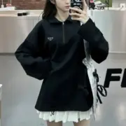 【現貨】PRA 25SS KF三角標logo 拉鍊Polo衫長袖T恤 黑色