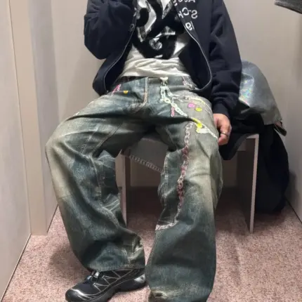 【現貨】Acne Studios 25SS 做舊水洗 糖果鏈條 3D印花 直筒牛仔褲長褲工裝褲 1981M/2006