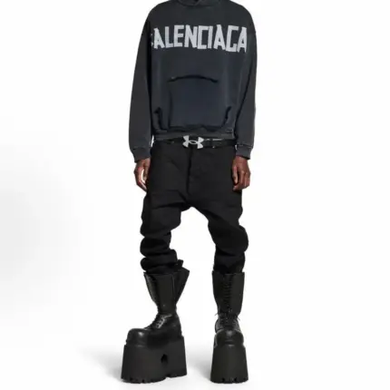 【預售】【雙11福利】巴黎 BLC 25SS 秀款 膠帶 繃帶logo 水洗做舊 帽T連帽衛衣帽衫 水洗黑色