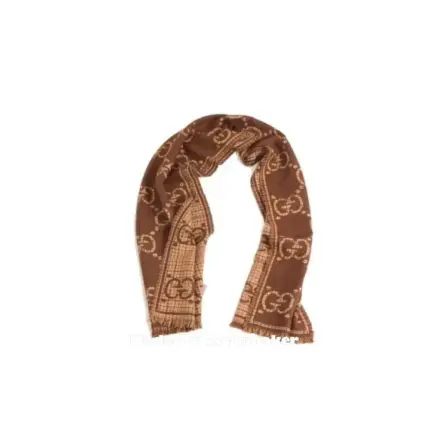 GUC 雙面字母 雙G緹花 千鳥格 羊毛 圍巾 披肩