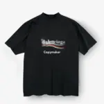 巴黎 BLC 24SS Political Campaign 模糊漸層迷霧可樂波浪 短袖T恤 黑色米白 經典款