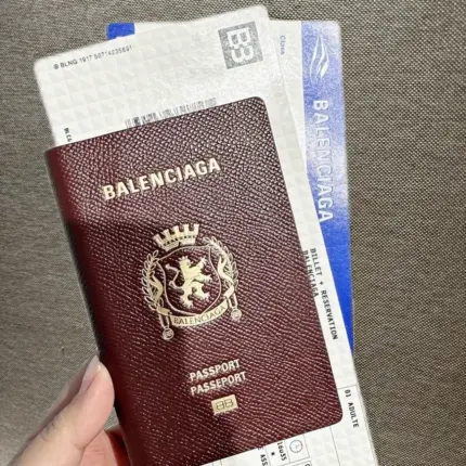 巴黎 BLC 24SS Passport 錢包長夾零錢包皮夾護照套護照夾卡套 牛皮 紅棕色