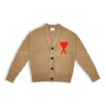 【福利回饋】AMI PARIS 21SS 愛心刺繡Logo V領針織衫開衫夾克外套毛衣