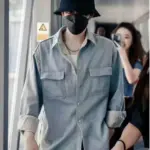 【預售】D1OR 23FW 雙面穿 刺繡logo 水洗牛仔格紋襯衫夾克外套