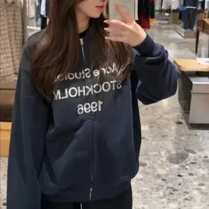 【現貨】Acne Studios 25SS 1996 水洗做舊 胸前logo 拉鍊外套棒球夾克