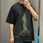 巴黎 BLC 24SS Paris Liberty 自由女神 做舊破洞小破壞 短袖T恤