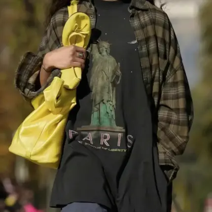 【現貨】巴黎 BLC 24SS Paris Liberty 自由女神 拼接兩件式 格紋襯衫 內搭短袖 做舊小破壞