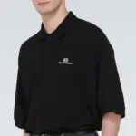 【現貨】巴黎 BLC 24SS 雙B刺繡 素色簡約 Polo衫 短袖T恤 黑色 Oversize 廓型