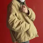巴黎 BLC 23FW Carhartt 真皮皮領 水洗做舊棉服夾克外套 工裝 卡哈特J97
