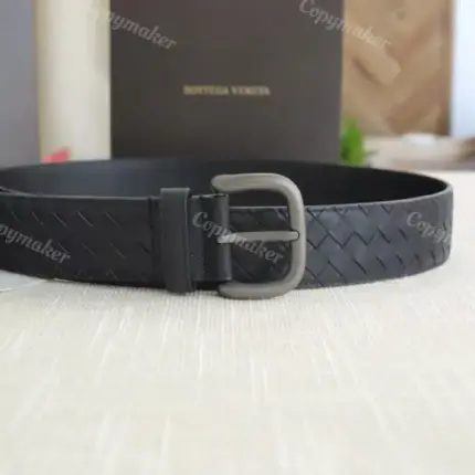 BV 經典編織  紋理設計 黑色全黑黑魂 牛皮真皮皮帶 腰帶 針扣