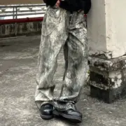 【現貨】Acne Studios 23FW dirty 泥染廢土風 噴墨仿舊3D印花 牛仔褲工裝褲 1981M 冷灰